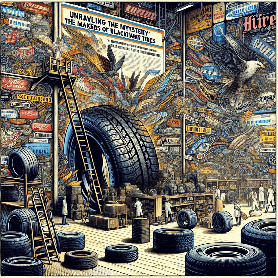 Blackhawk tires displayed in a tire shop with various brands