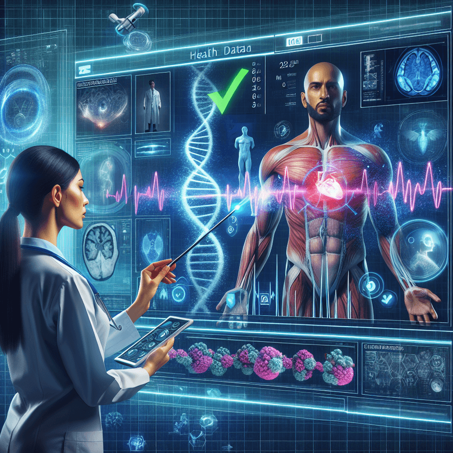 Doctor analyzing big data and machine learning predictions for patient outcomes