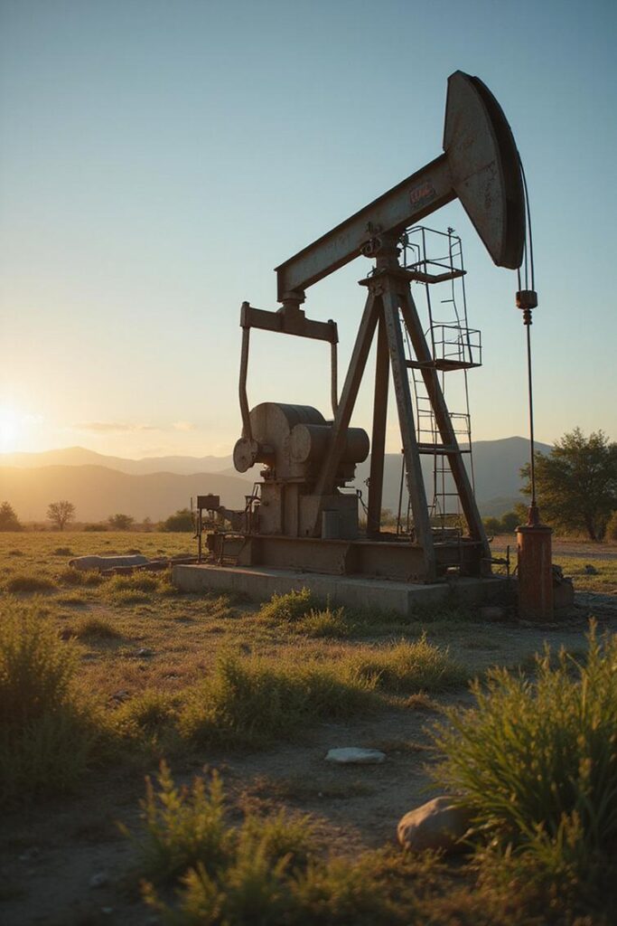 Plataforma de petróleo nos EUA simbolizando a produção em meio a preços baixos do barril