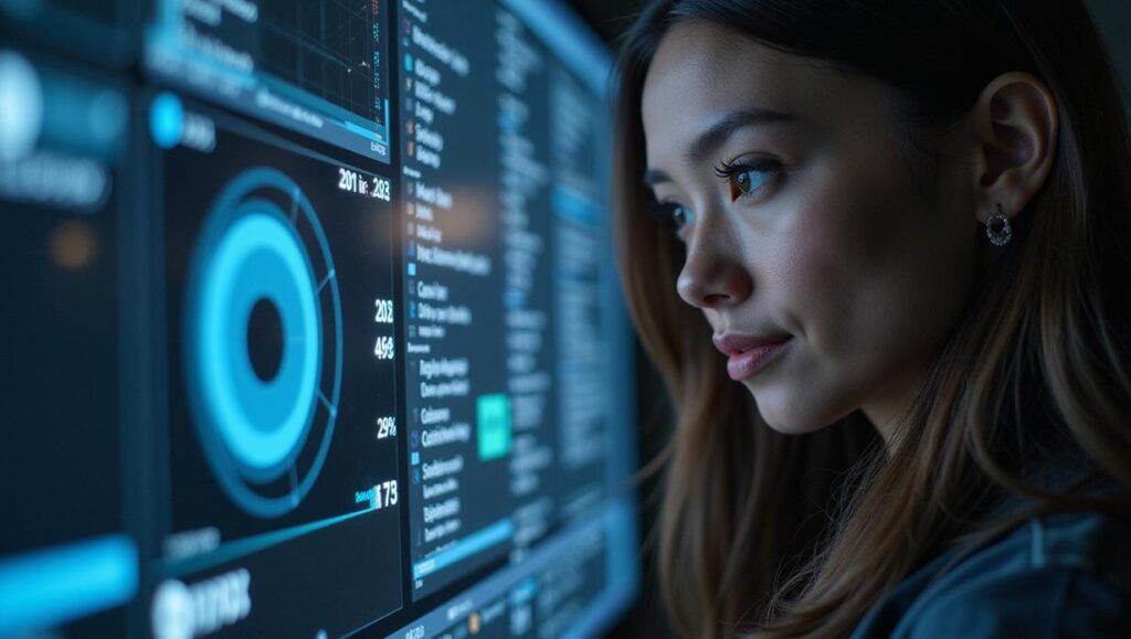 Empresário analisando gráficos de inteligência artificial para melhorar o negócio