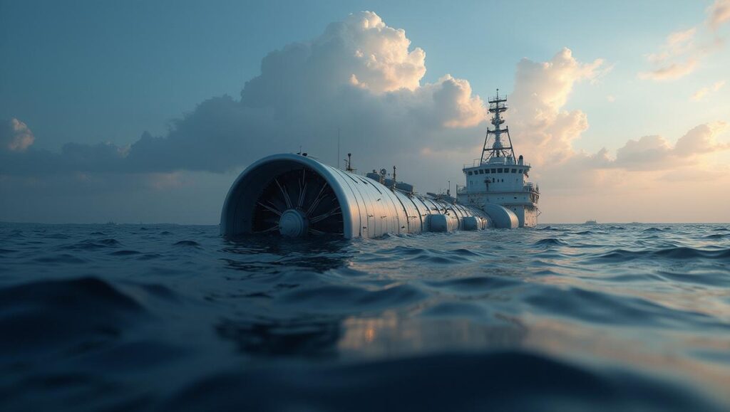 Turbina subaquática de energia das marés na costa da Escócia