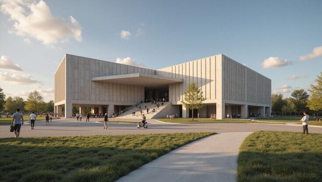 Imagem do maior prédio impresso em 3D no Qatar, destacando a inovação tecnológica na construção civil